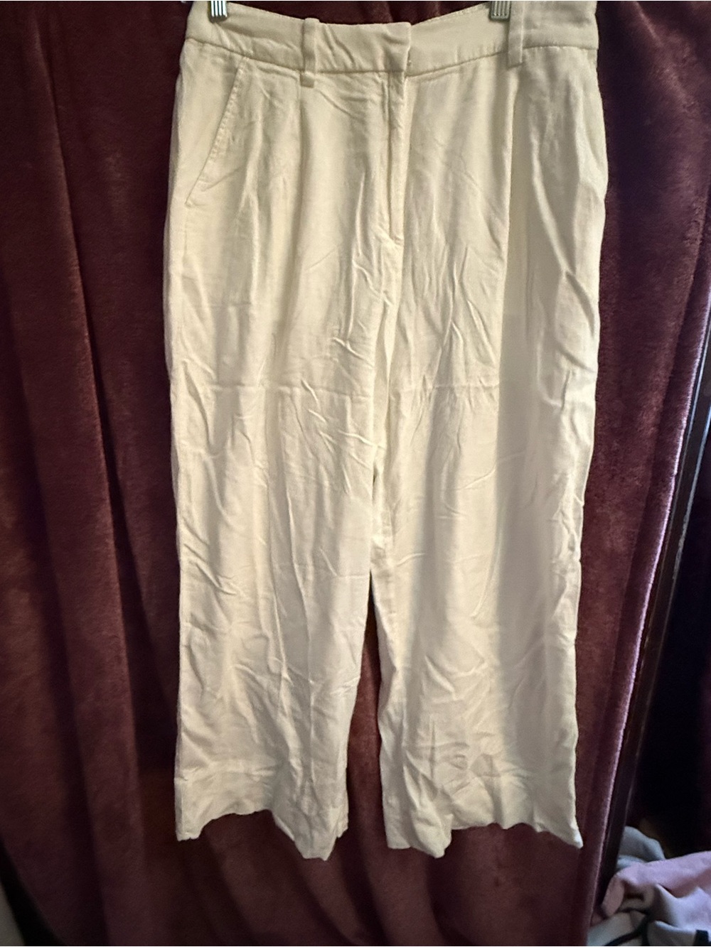 H&M Cream Linen-Blend Pants